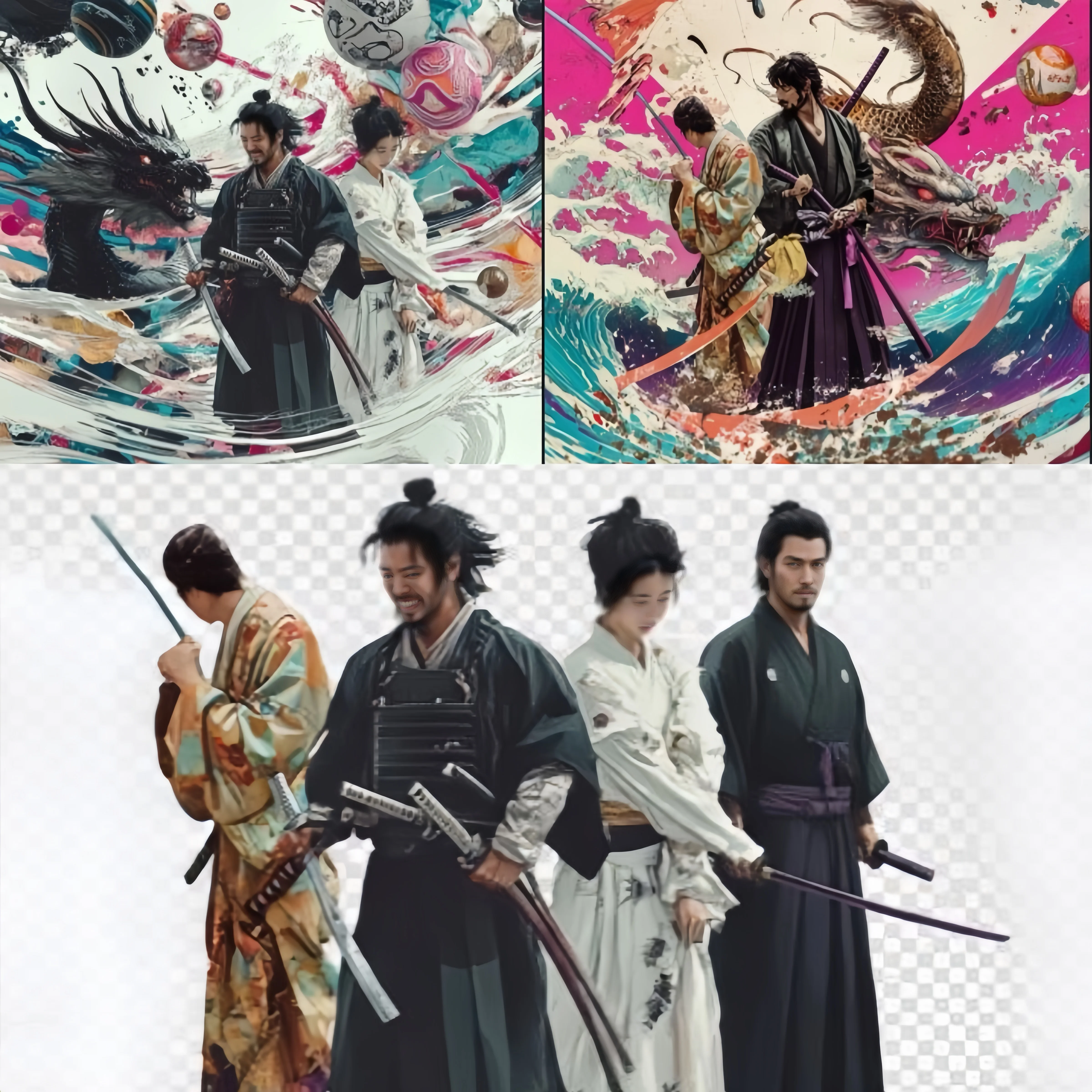 AI image: Extract the samurai and place it on a transparent background.